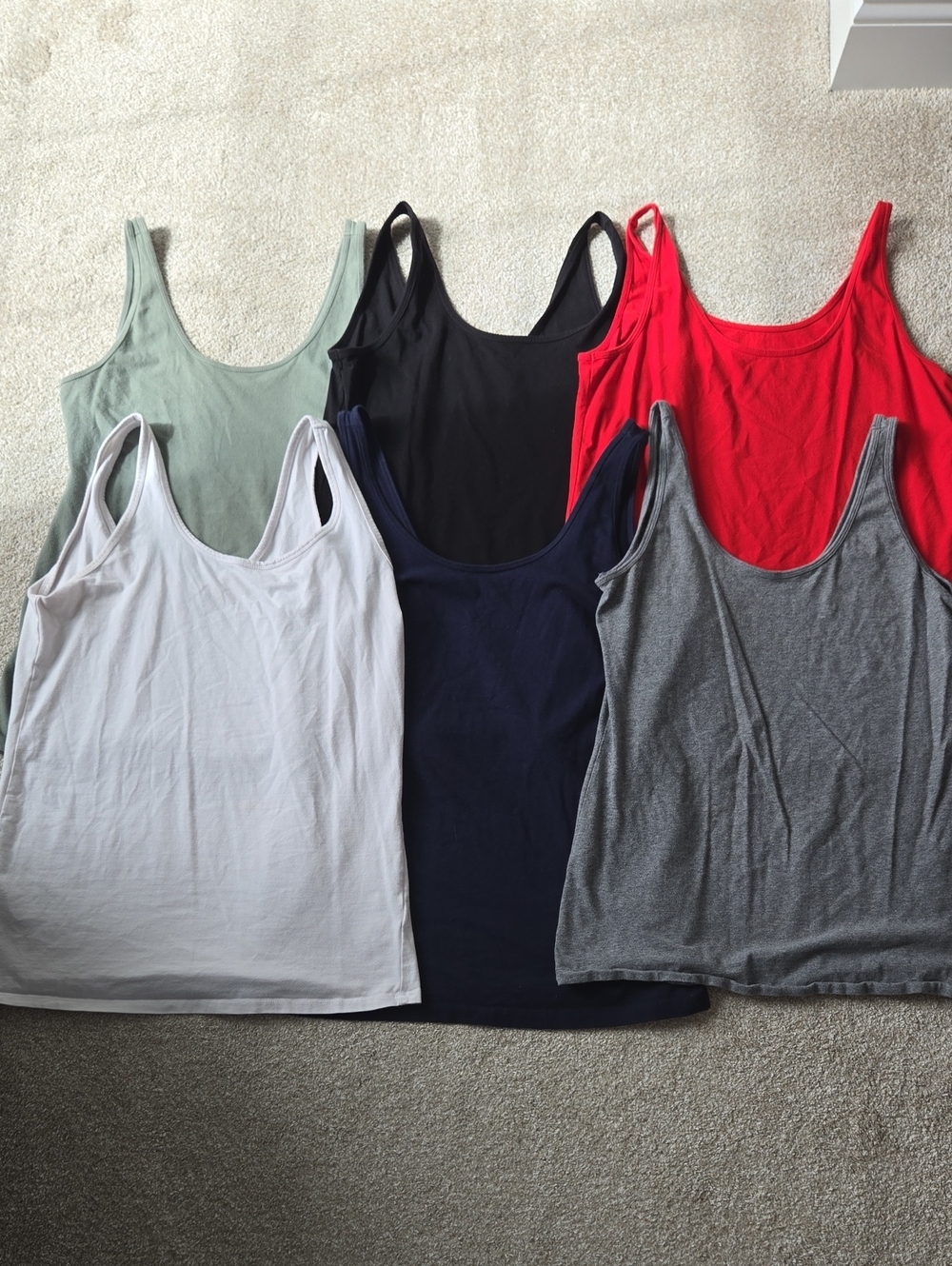 Maurices Scoop Neck Tank Top Bundle (6) - White, Black, Navy, Red, Gray, Sage